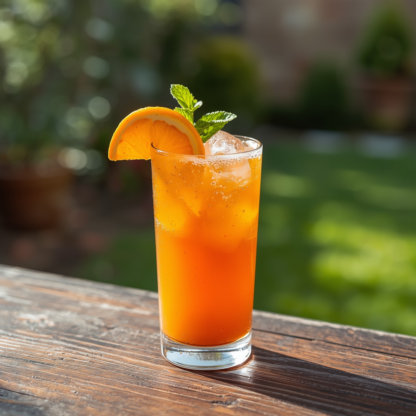 Refreshing orange mocktail with mint and citrus