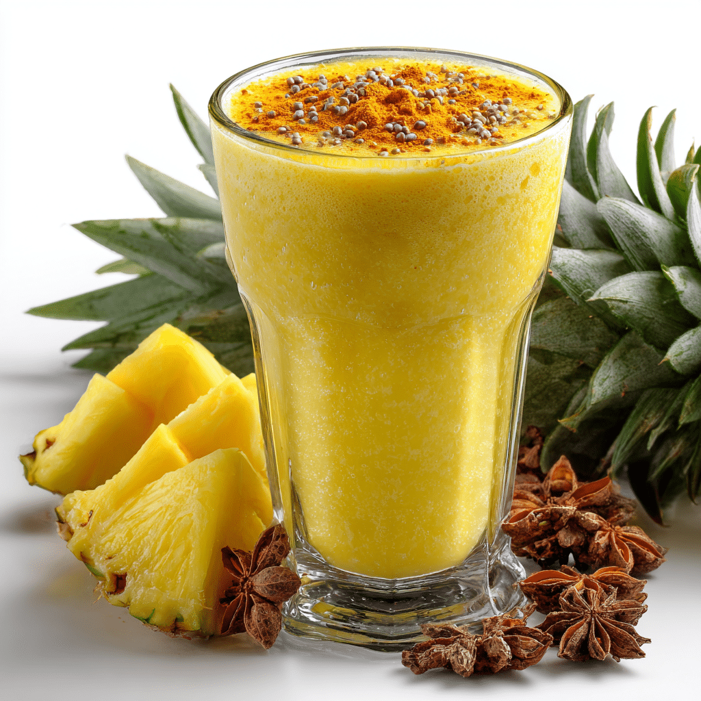Pineapple and orange juice refreshing drink with citrus garnish
