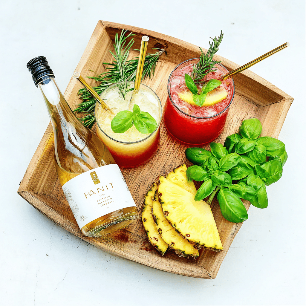 Sweeteners for tropical mocktails with fresh fruit and syrups