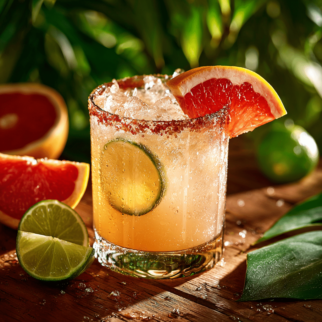 Virgin Paloma drink with grapefruit and lime in a salted glass