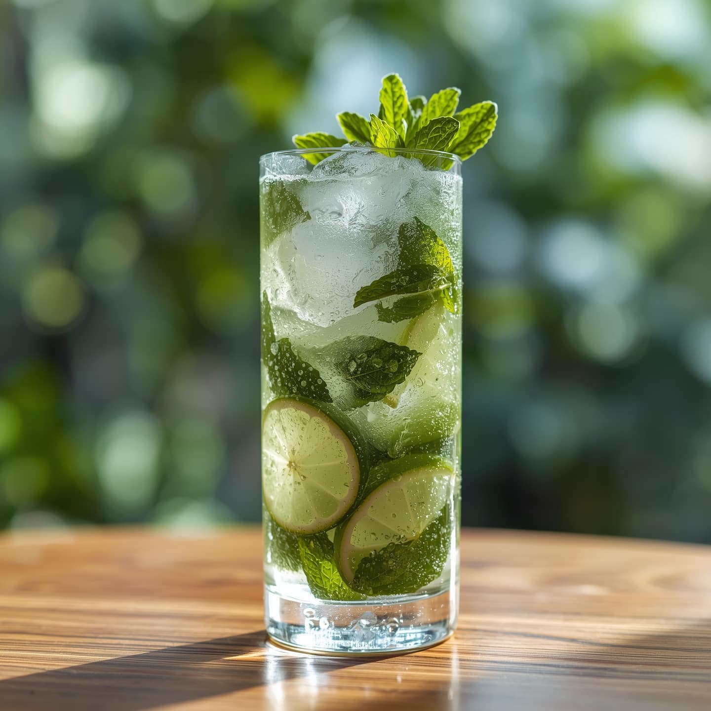 virgin mojito in tall glass with mint and lime