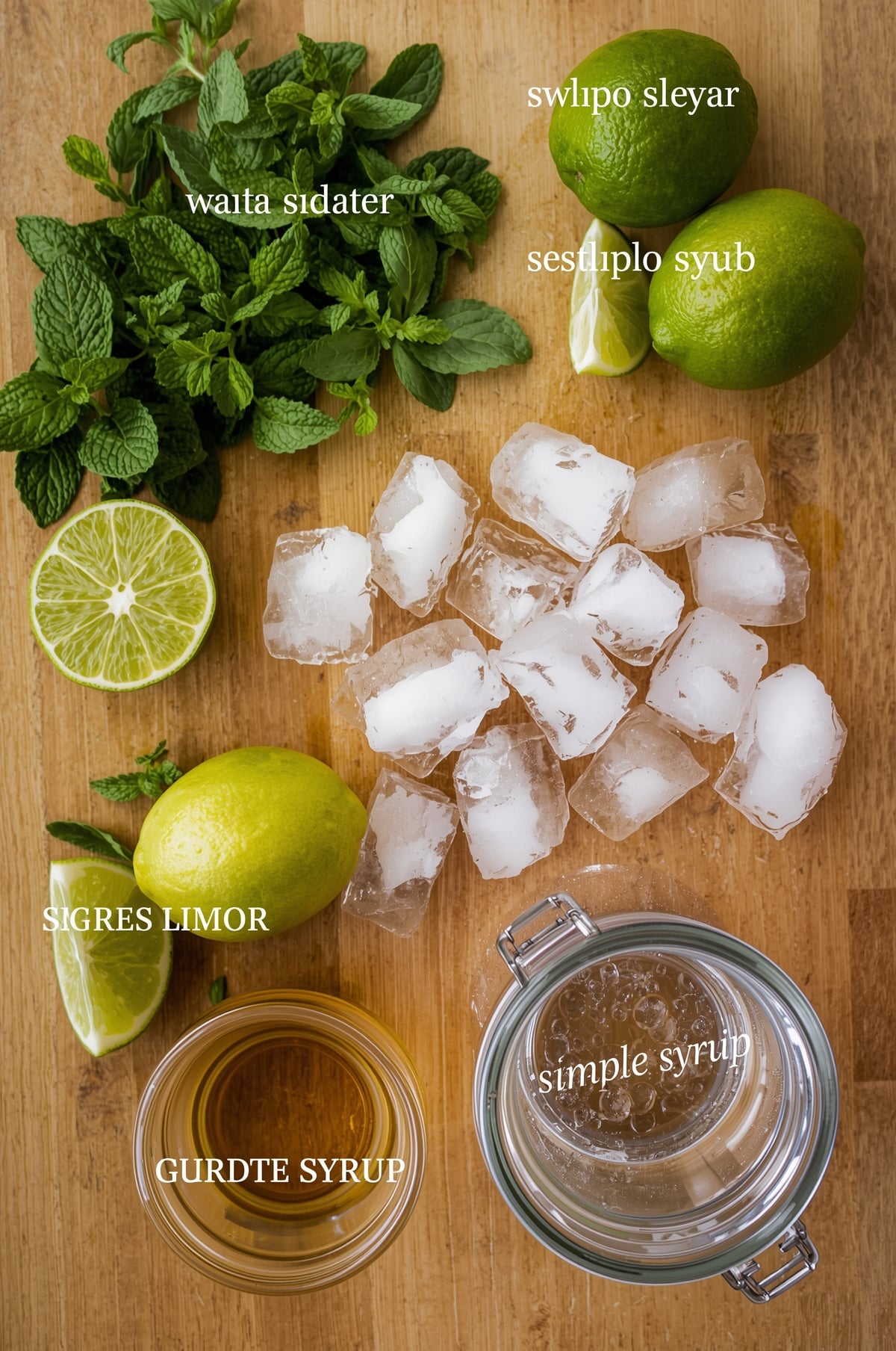 ingredients for making frozen mojito mocktail