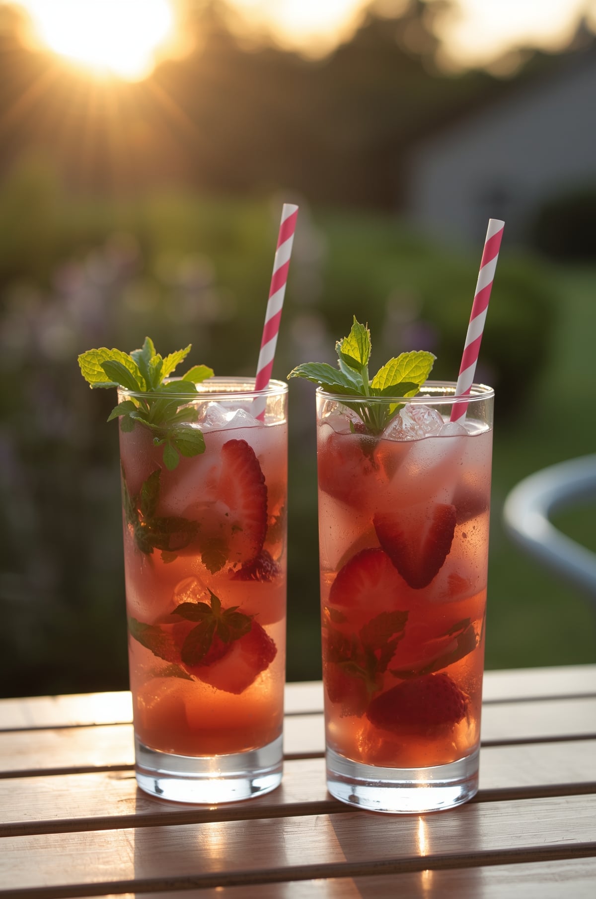strawberry mojito mocktails served outdoors