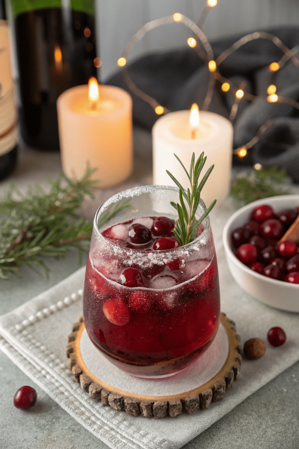 served cranberry sangria mocktail with garnish