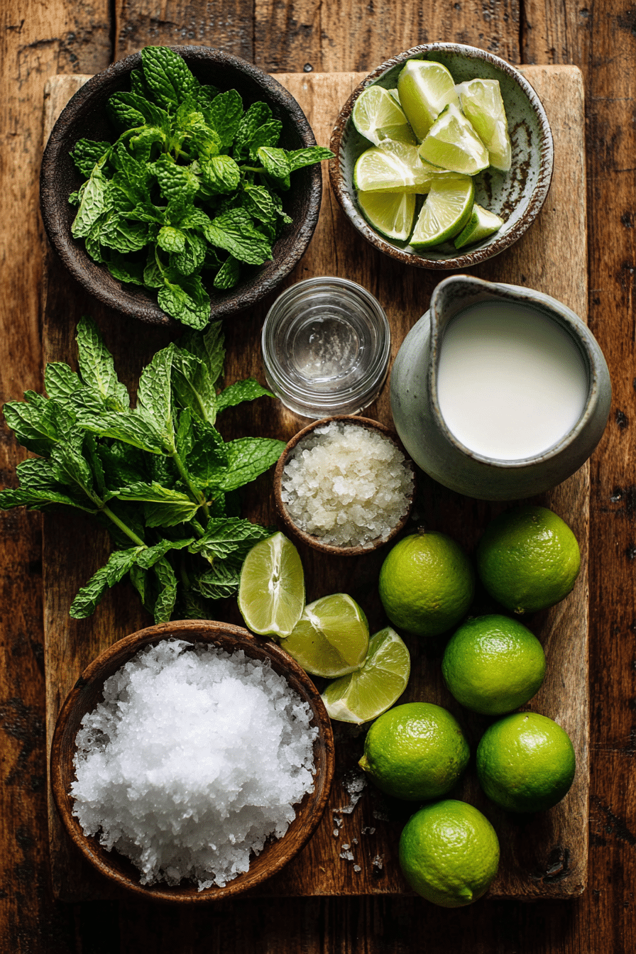 ingredients for coconut mojito mocktail