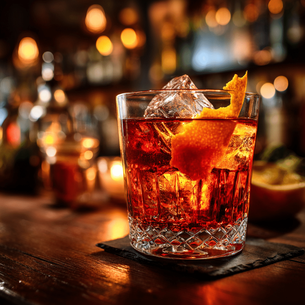 Non-alcoholic Negroni in rocks glass