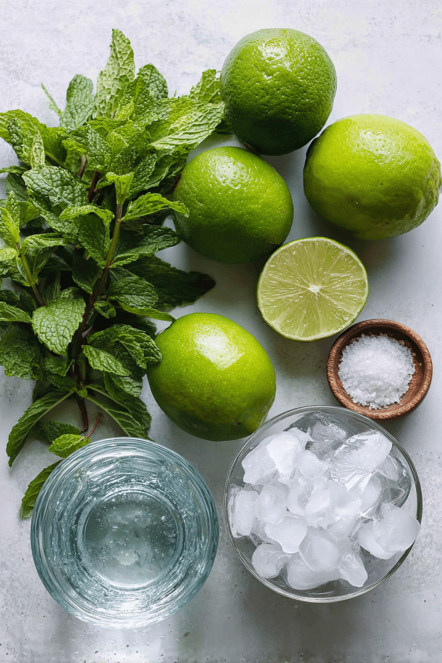 Ingredients for healthy mojito mocktai