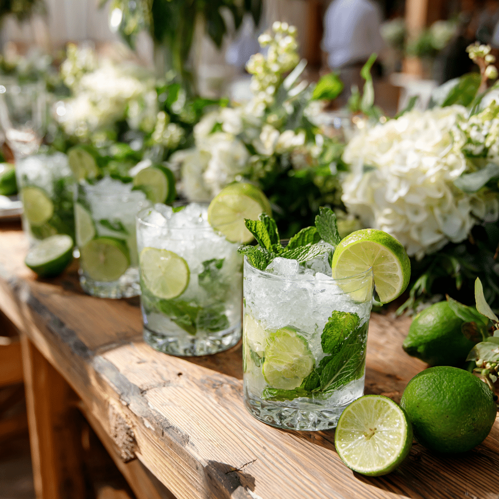 mojito mocktail for events with lime and mint