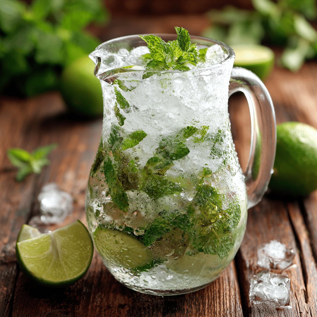 virgin mojito pitcher recipe with mint and lime