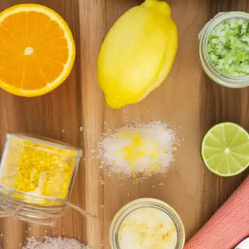 Citrus salt made with lemon, lime, and orange zest for cooking and cocktails.