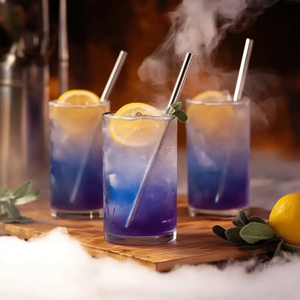 A spooky witches brew drink for Halloween, featuring vibrant colors and festive garnishes.