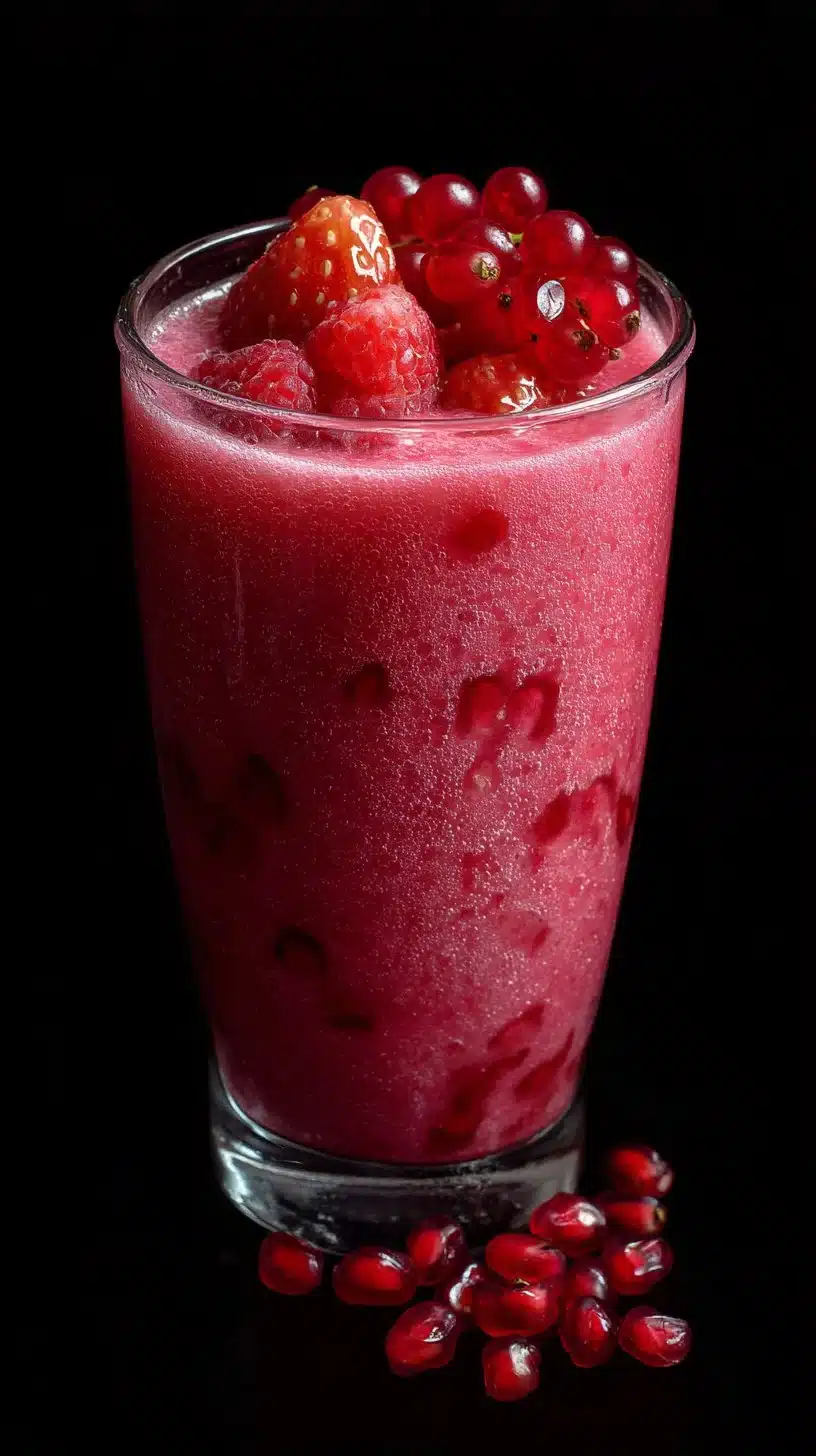 Delicious and colorful boozy smoothies in vibrant glasses garnished with fruits.