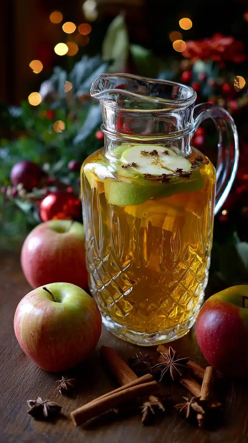 Refreshing apple cider mocktails served in glasses with garnishes.