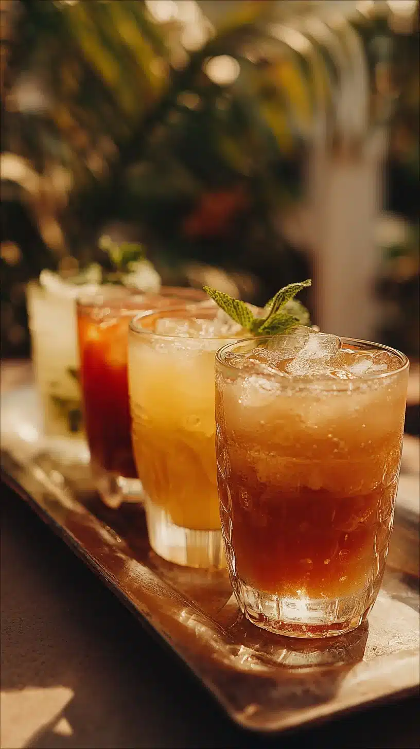 Delicious apple cider mocktails displayed in glasses with fresh fruits and spices