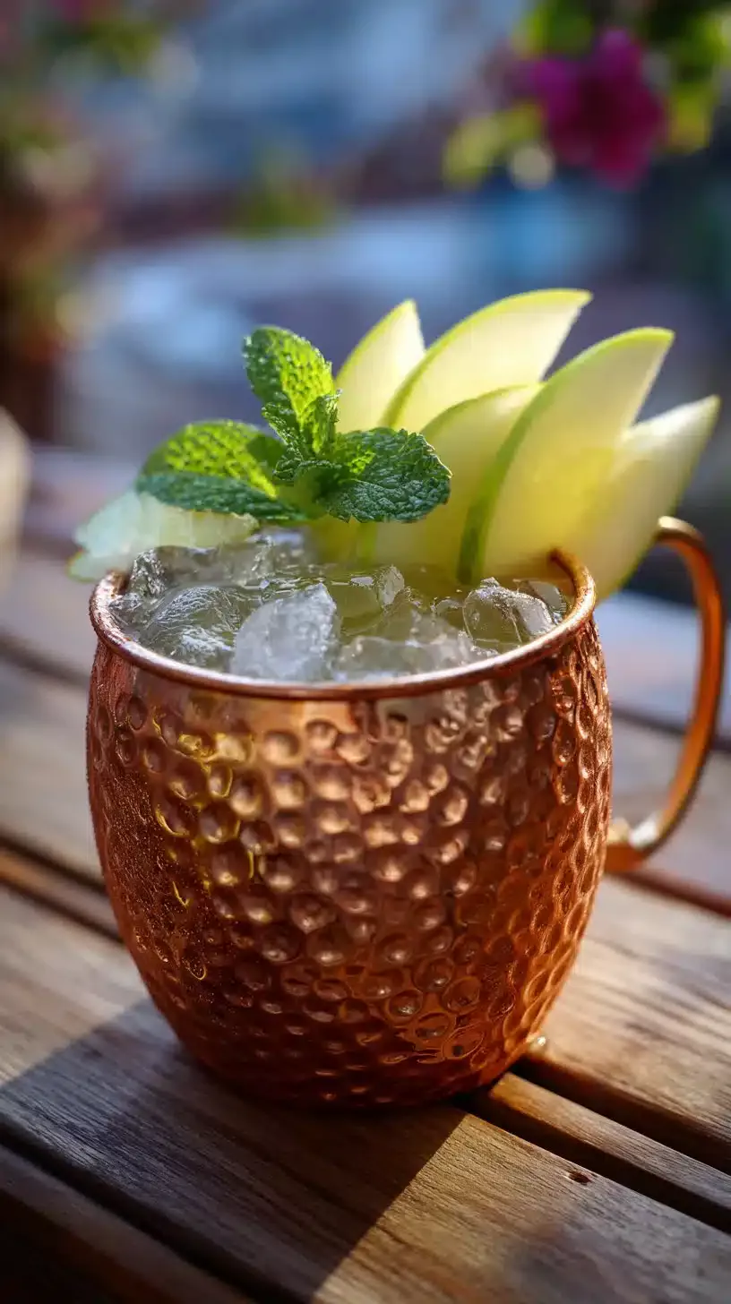 Apple Cider Mule Mocktail in a festive glass with garnishes