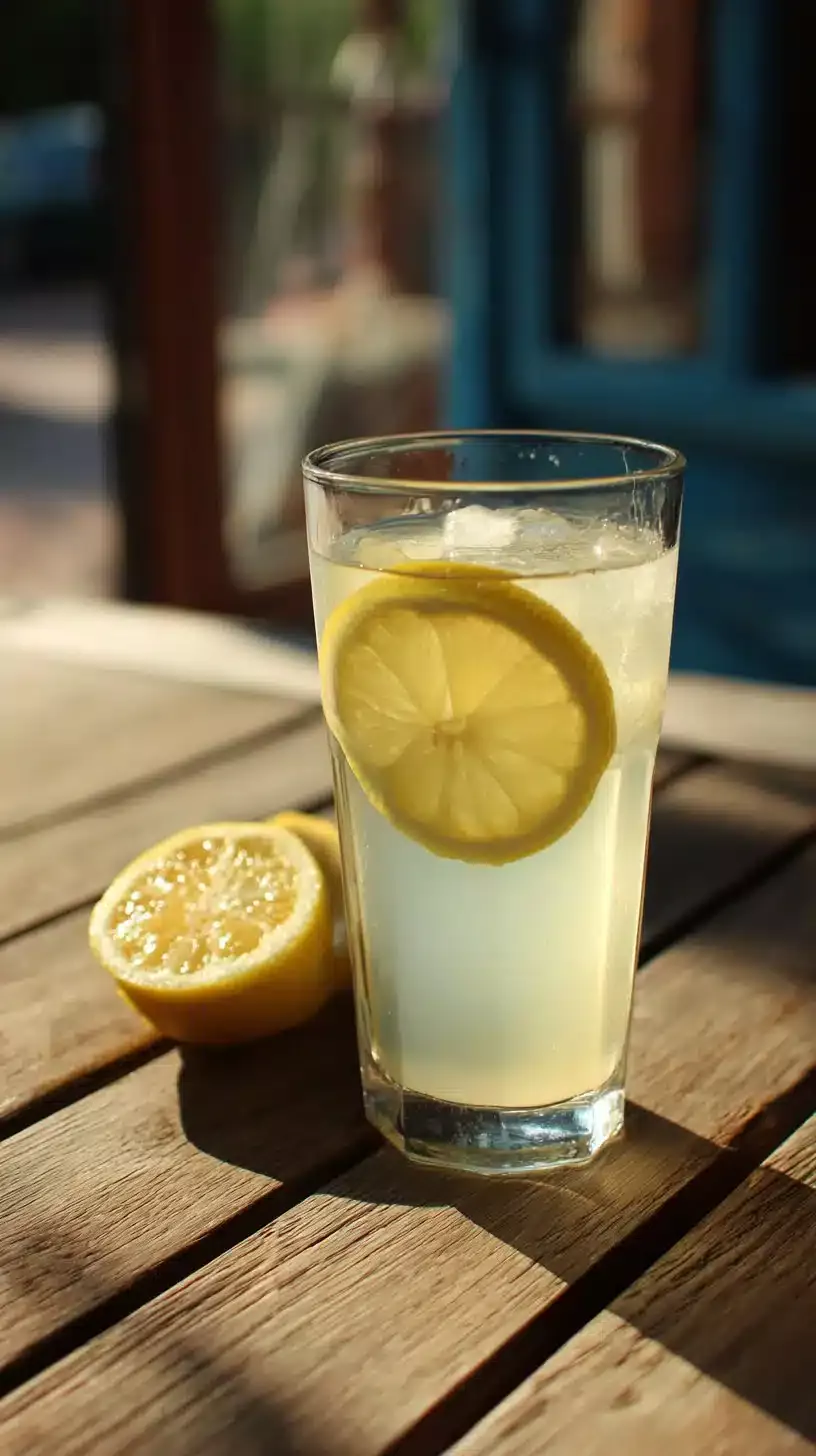 A glass of Brazilian Lemonade with fresh limes and mint.