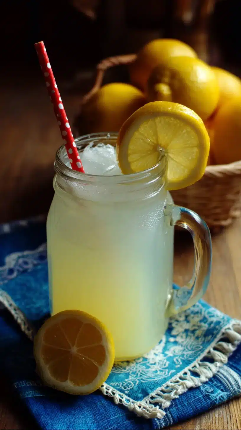 Glass of refreshing Brazilian Lemonade with fresh limes and mint leaves