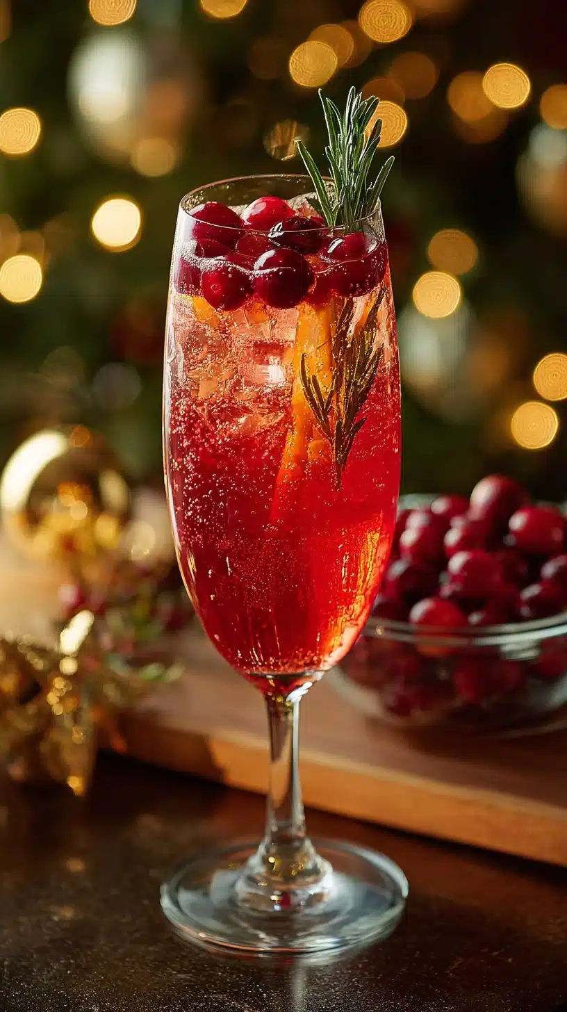Refreshing Christmas Tree Spritz mocktail served in a festive glass