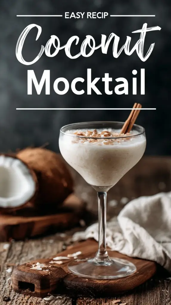 Refreshing Coconut Mocktail in a glass with tropical garnishes