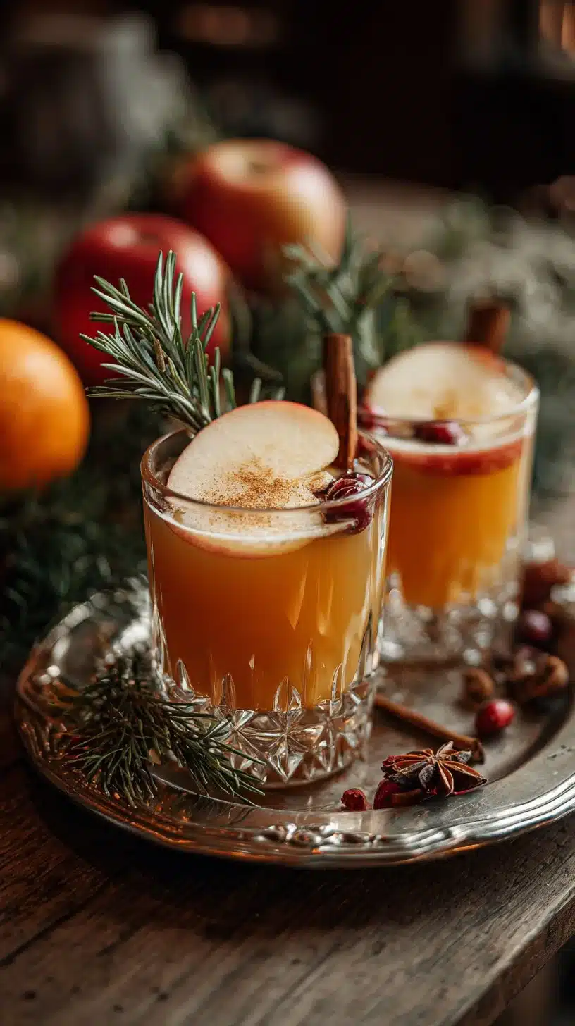 A selection of cozy winter mocktails served in festive glasses