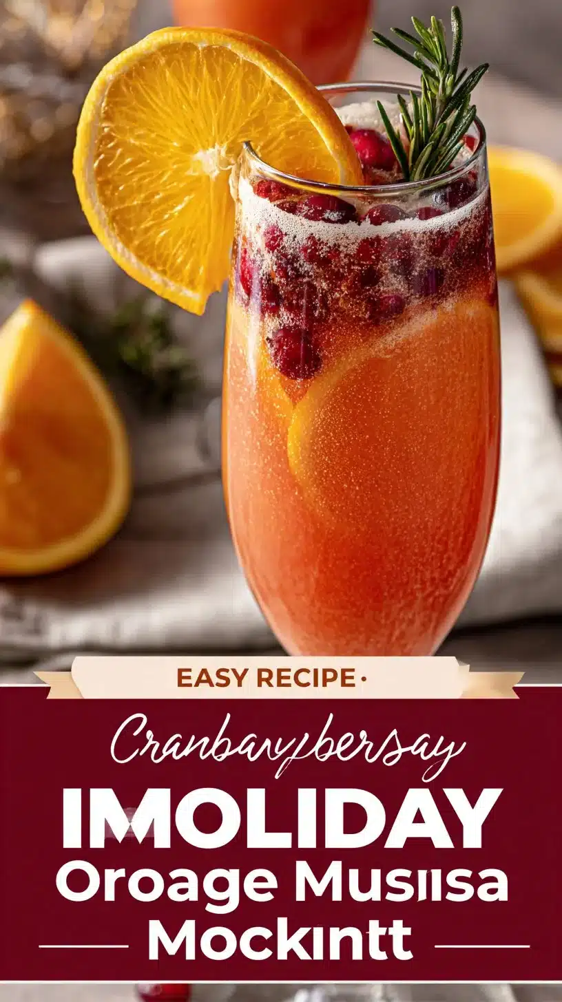 Cranberry Orange Holiday Mimosa Mocktail served in a festive glass.