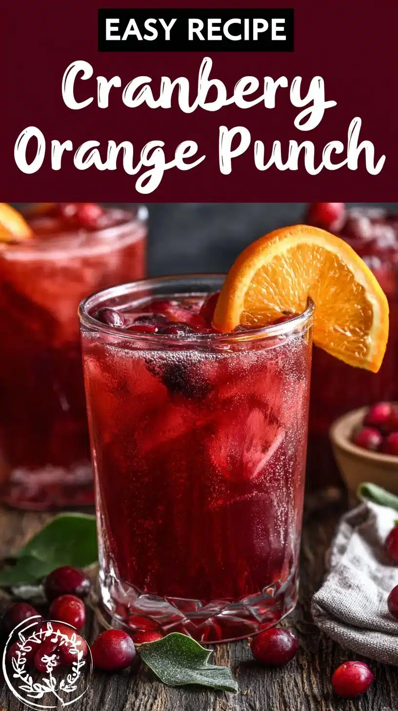 Refreshing Cranberry Orange Punch in a glass, garnished with orange slices.
