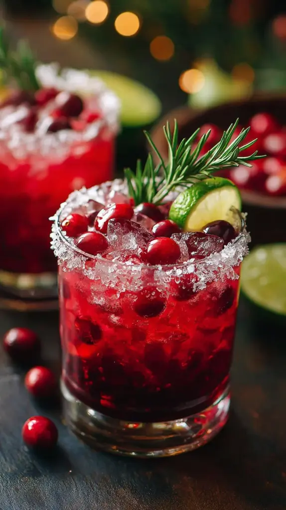 A selection of delicious winter mocktails garnished with fruits and herbs.