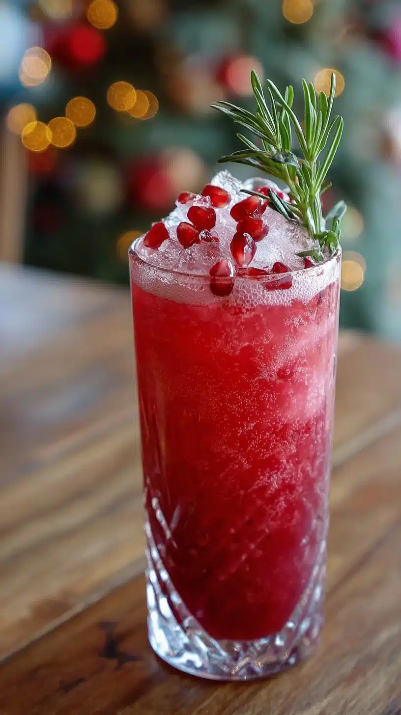 Festive gut-friendly mocktail with fresh ingredients in a glass