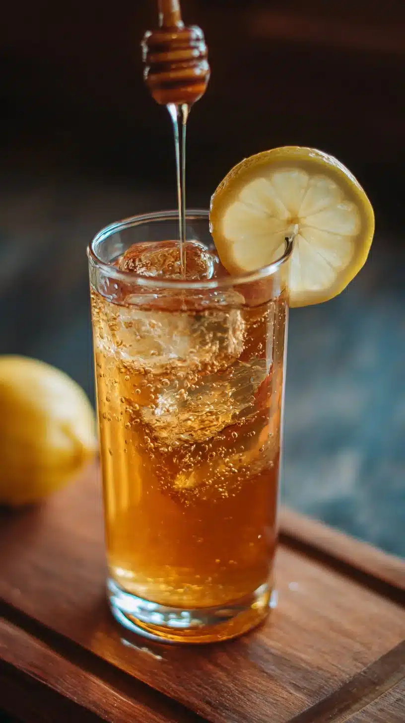 Refreshing Honey Apple Tonic drink with honey and apple slices
