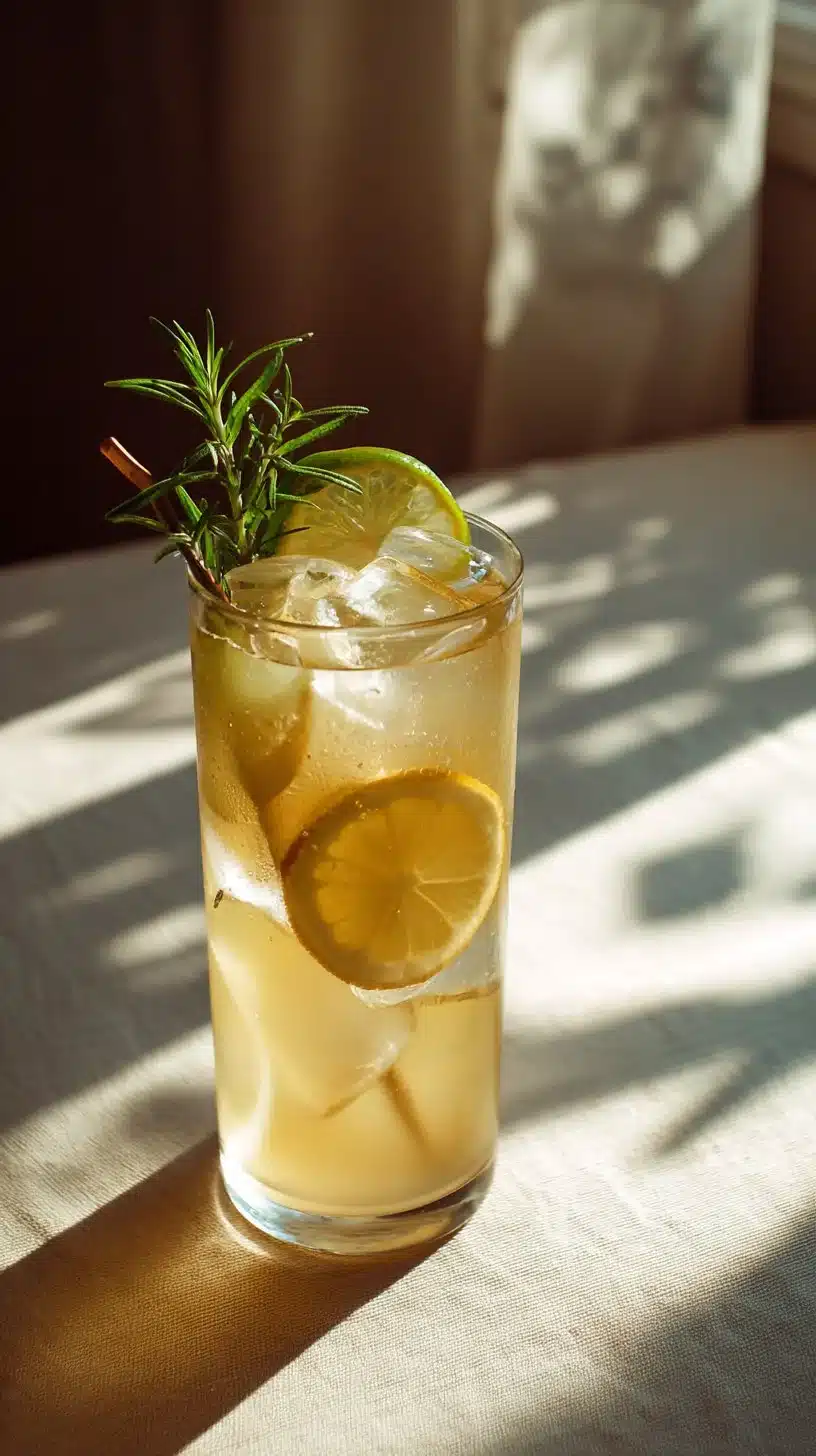 Honey Apple Tonic Mocktail ready to be served in a chilled glass