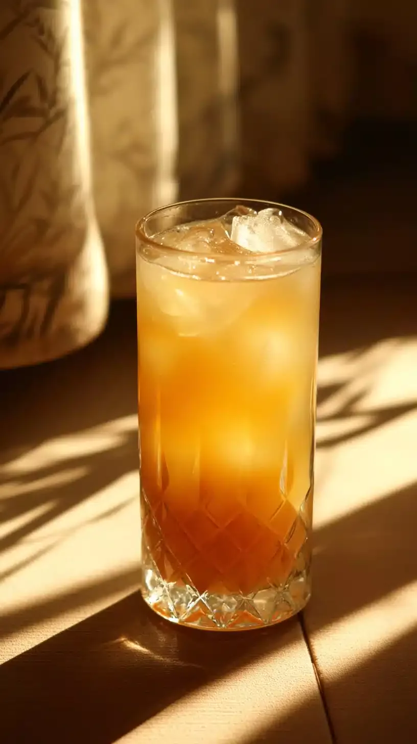 Honey Apple Tonic Mocktail in a glass with apple slices and honey drizzled