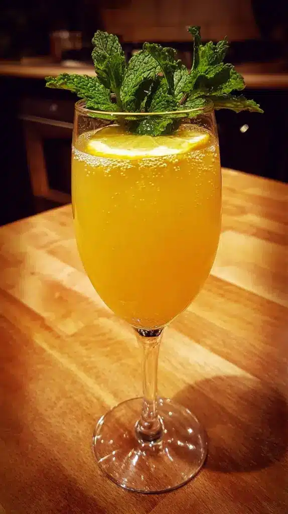 Limoncello mocktail garnished with lemon slices and mint leaves in a glass