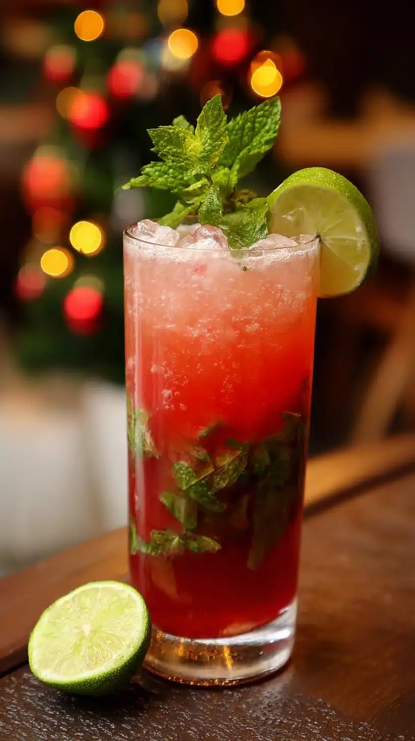 Refreshing Merry Mojito Mocktail with mint and lime garnishes