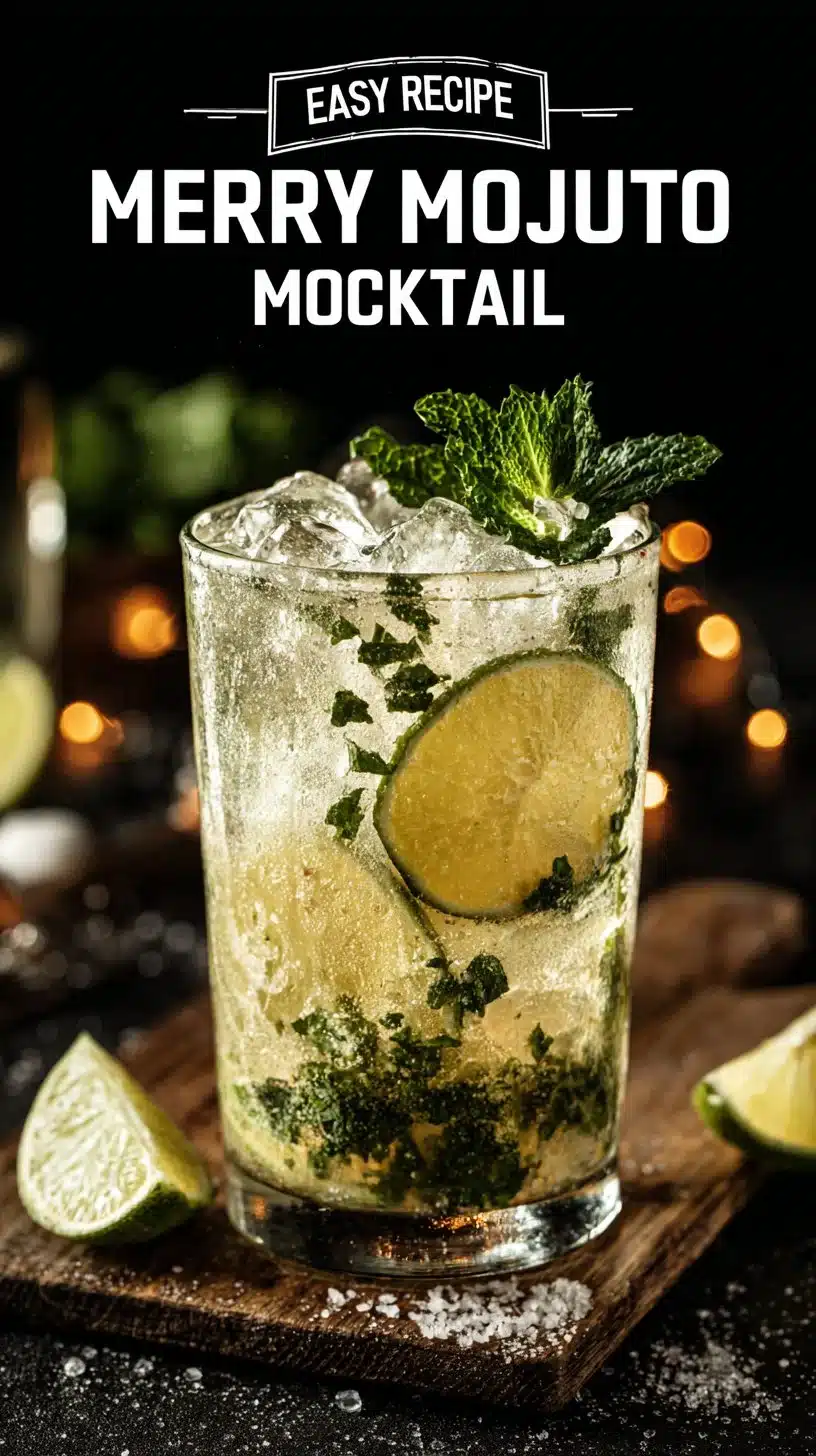 Merry Mojito Mocktail served in a glass with mint and lime garnish