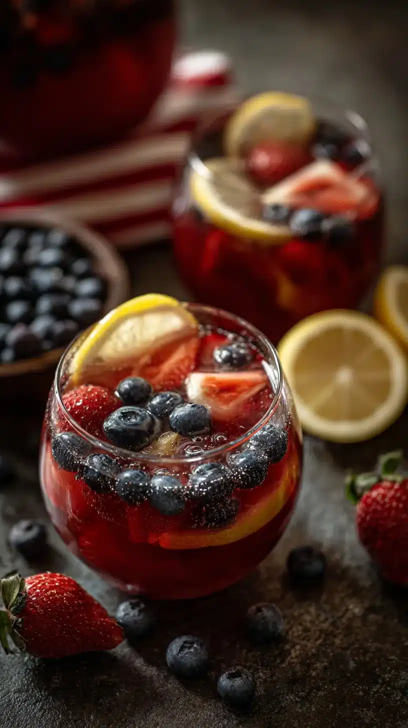 Refreshing Patriotic Punch in red, white, and blue for festive celebrations.