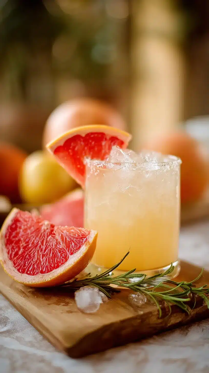 Salted Maple Citrus Mocktail served in a glass with citrus garnishes