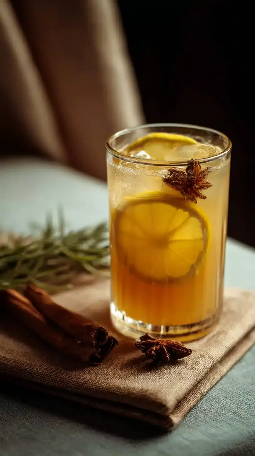 Salted Maple Citrus Mocktail with fresh fruit and garnishes