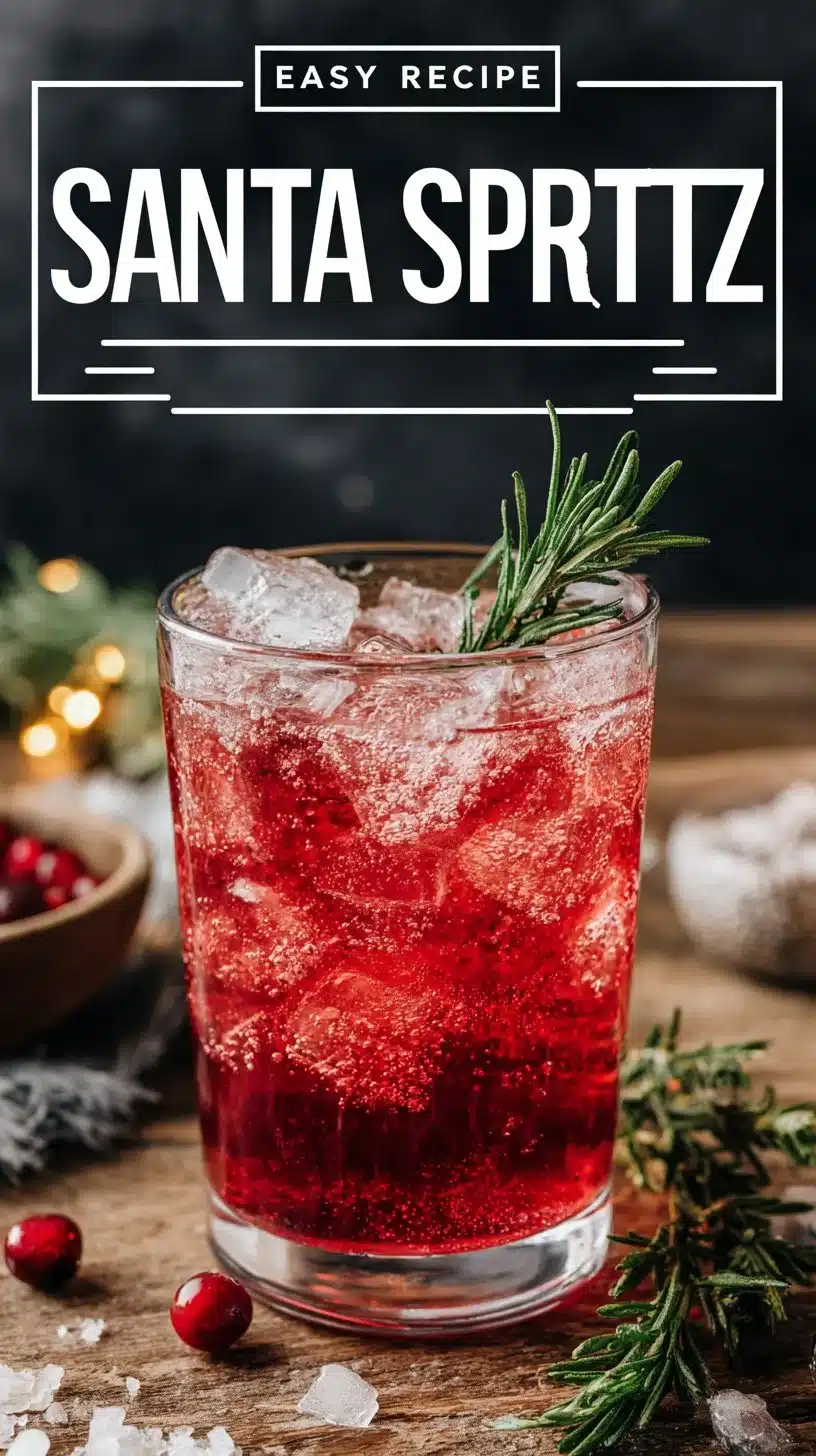 Festive Santa Spritz cocktail in a holiday-themed glass
