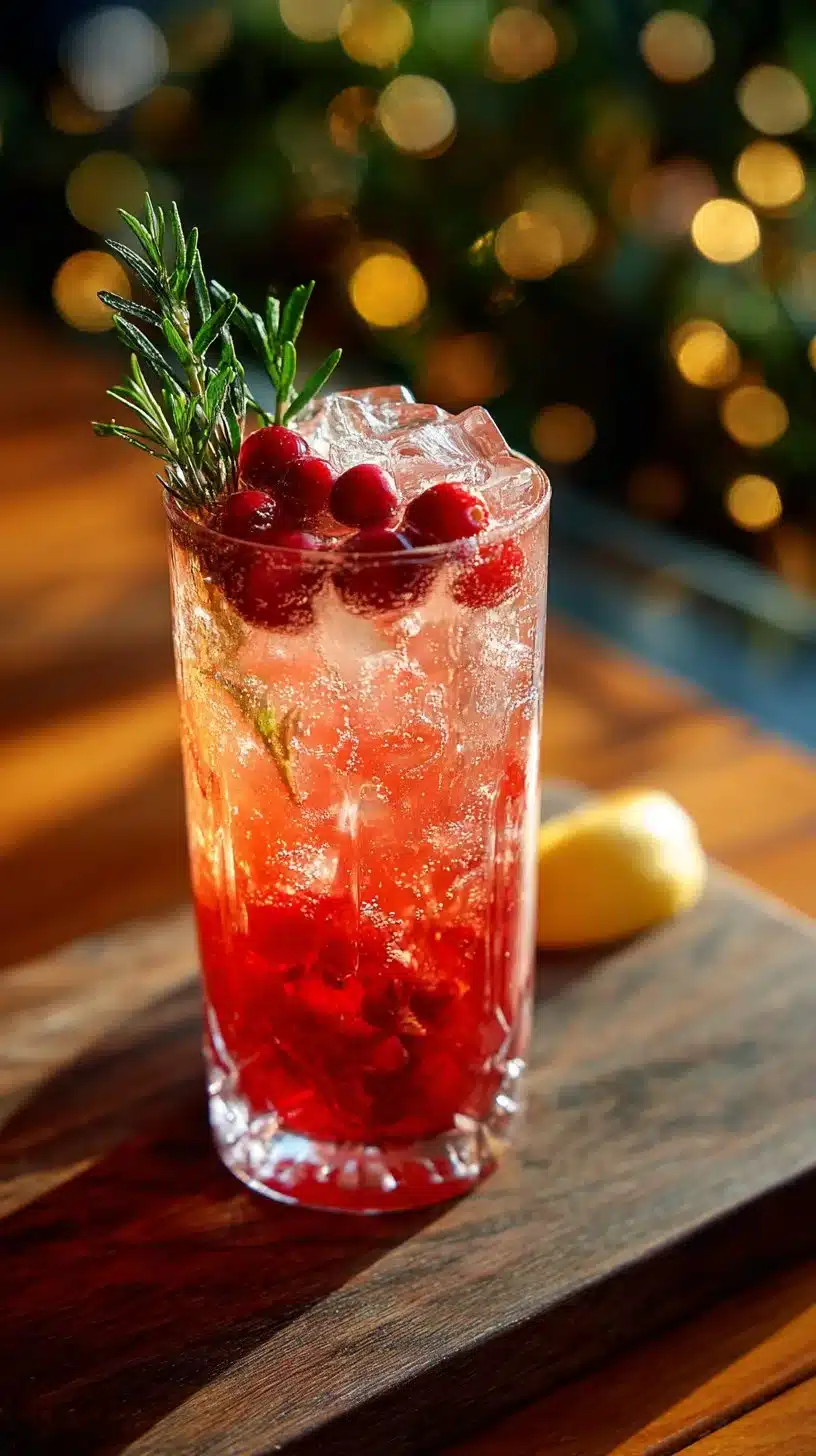 Santa Spritz mocktail with festive garnishes and vibrant colors