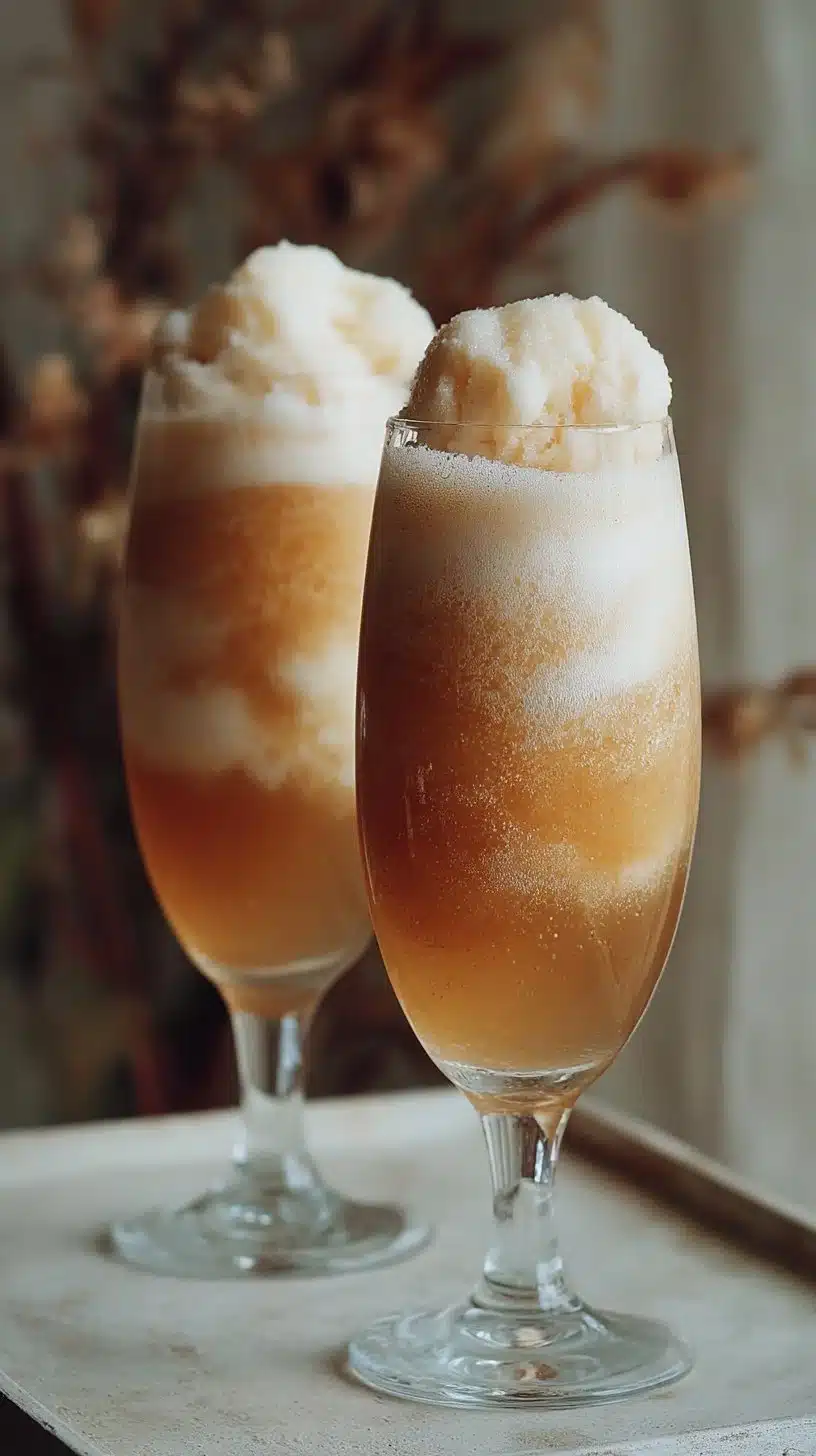 Sparkling apple cider float with ice cream for a refreshing treat