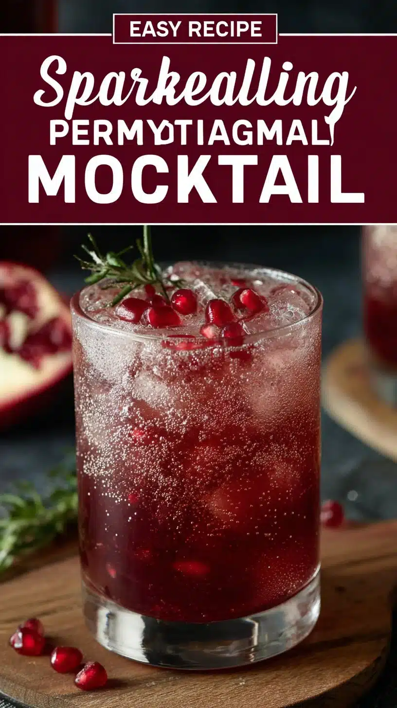 Sparkling Pomegranate Mocktail served in a glass with fresh garnishes