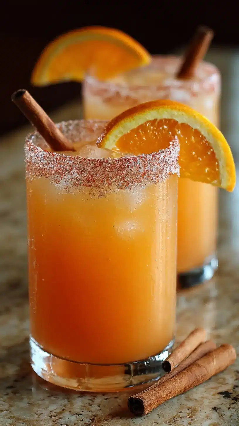 Warm Cinnamon Orange Delight Mocktail with cinnamon stick and orange slice