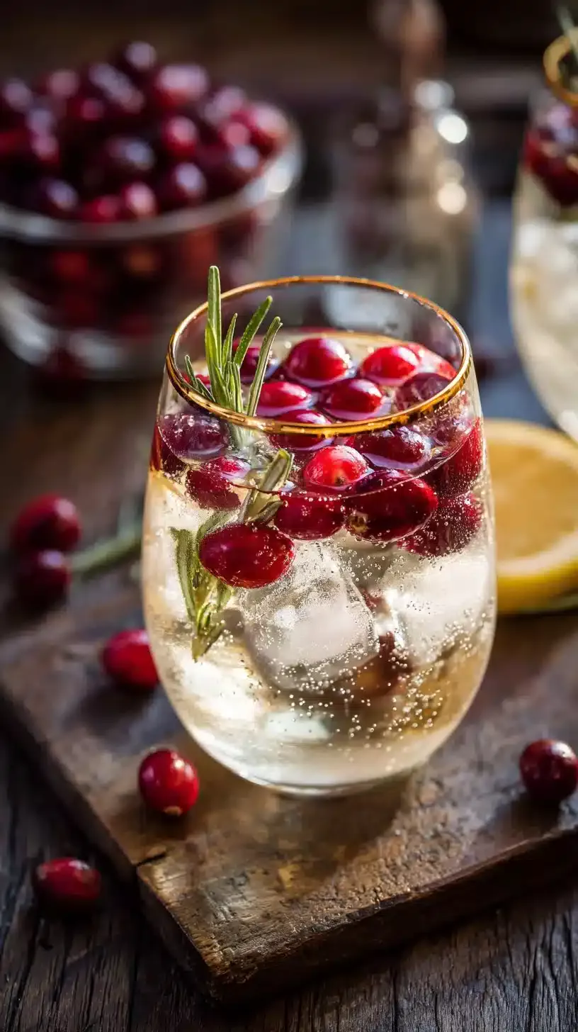 Refreshing White Cranberry Spritz cocktail with a vibrant garnish.