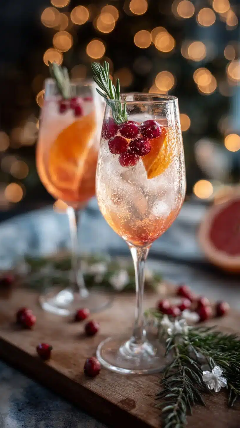 Winter Citrus Spritz Mocktail garnished with orange and lemon slices