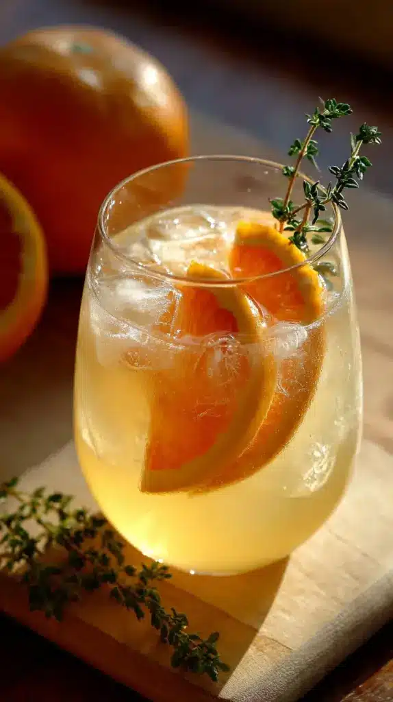 Delicious Winter Citrus Spritzer mocktail with vibrant citrus fruits