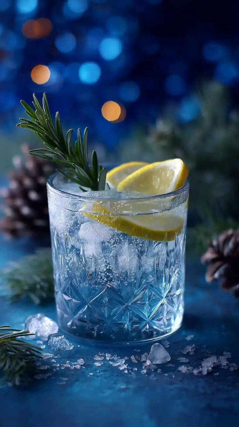 Refreshing Winter Wonderland Gin and Tonic in a festive glass