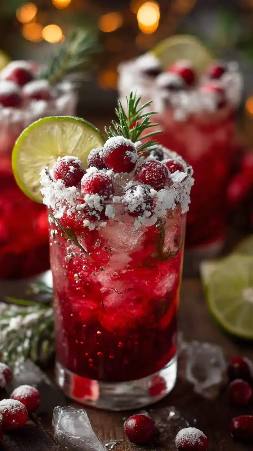 Refreshing Winter Wonderland Mocktail served in a festive glass