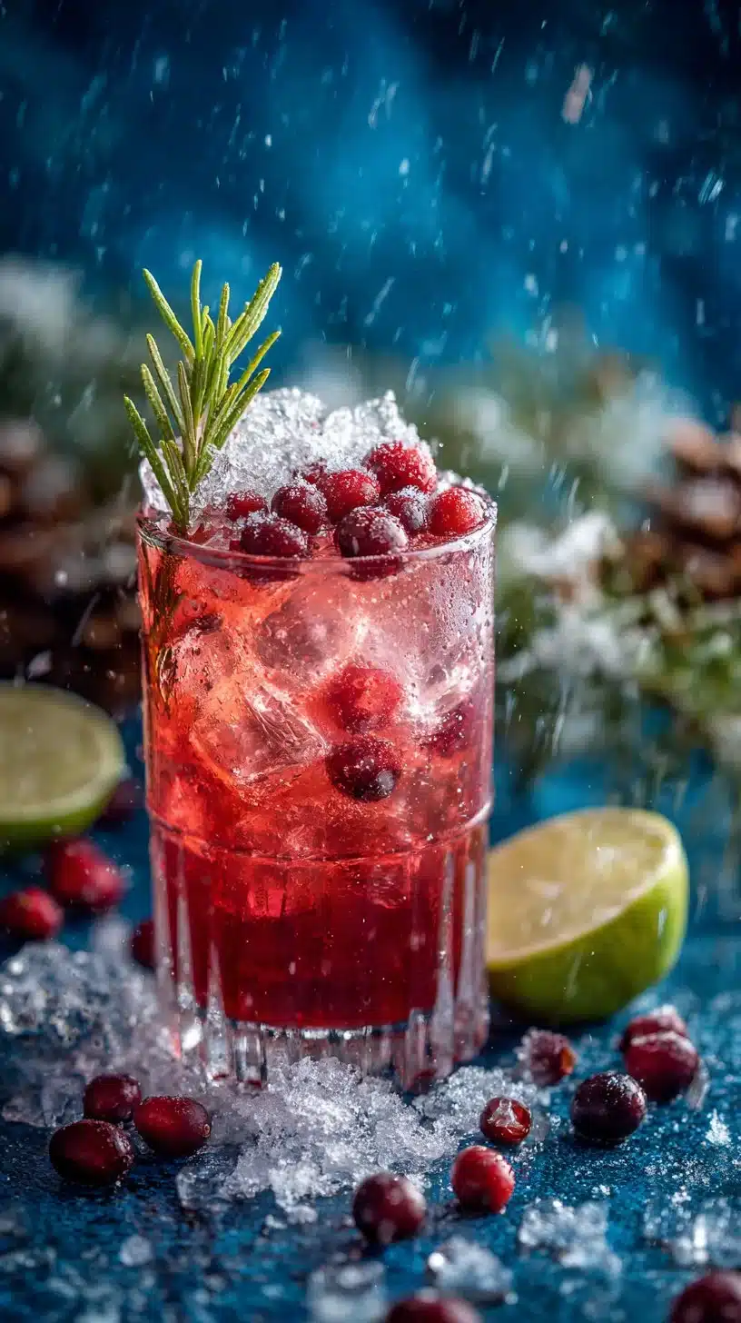 Winter Wonderland Mocktail served in a frosty glass with festive garnishes